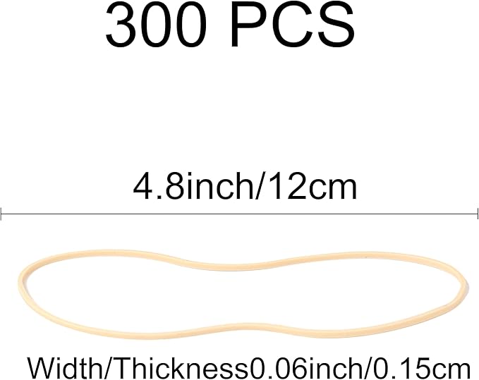 Rubber Bands 300Pcs 4.8inch Big Elastic rubber band Light brown rubber bands office supplies File Folders Litter Box (4 4/5" x 1/16")