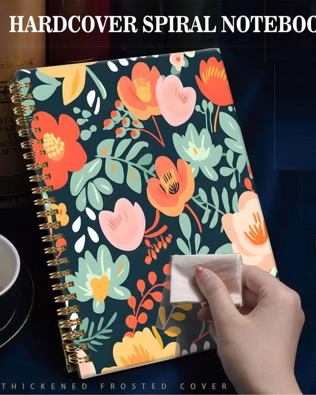 Spiral Journal Notebook,A5 Hardcover Lined Journals for Women Girl 6 x 8.3 in,120 Pages Thick Paper,Cute College Ruled Writing Notebook for Gifts Office Work School(Colorful Spring Floral)