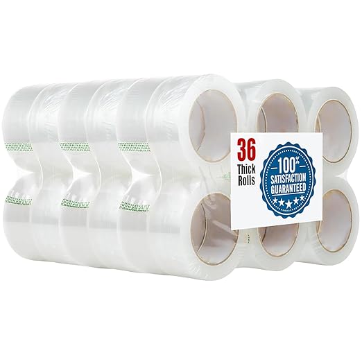 2 Inch x 110 Yards Packing Tape（36 Rolls）, Clear Shipping Tape for Boxes, Strong Adhesive for Packaging, Sealing, Moving, Storage，Lightweight Packing