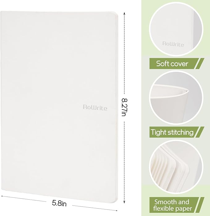 8 Pack Notebooks Journal Bulk, Soft Cover Notebooks for Women Girls Students; Journals in Bulk with 76 Pages; Dot Grid Notebook; 8.2”x5.5” A5 Notebooks for Work, Travel, Business, School, (White)