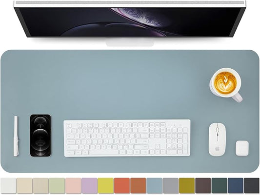 HOMIEAZICOZI Leather Desk Mat - Non-Slip PU Pad for Office and Home Organization Accessories Ideal Large Mouse Mats on Top of Desks (Light Blue,36''x 17'') (DPD-LB-L)