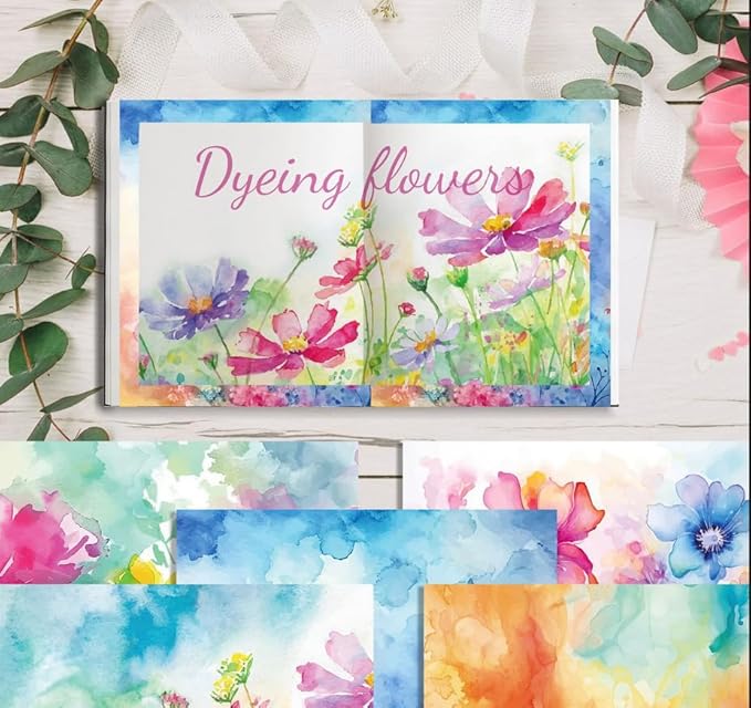 24 Sheets Floral Scrapbook Paper 30x30cm Watercolor Flower Patterned Double Sided Scrapbooking Decorative Craft for Card Making Kit Cardstock Origami Paper Supplies