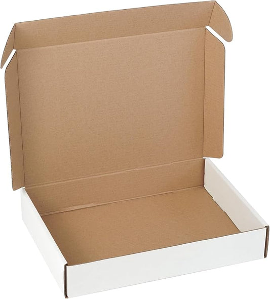11"x8"x2" Shipping Boxes Set of 1, White Corrugated Cardboard Box Literature Mailer