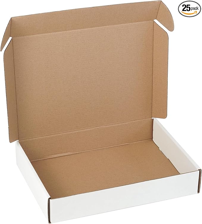 25 Pack 11"x8"x2" inch Small Shipping Boxes White Corrugated Cardboard Box for Small Business, Mailer, Shipping, and Packing