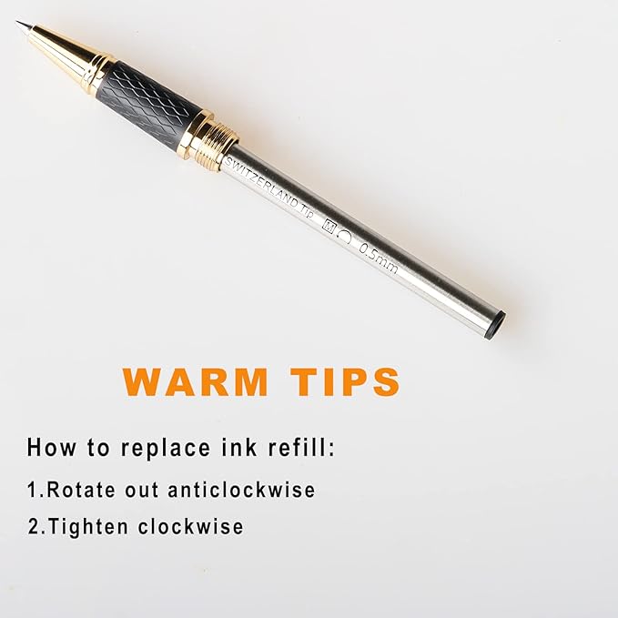 Stunning Luxury Rollerball Pen with 24K Gold Trim,Switzerland Tip with Black Ink Refills,Perfect Roller Ball Point Pen Gift for Men Women,Fancy Writing Set for Business,Fog Chromium