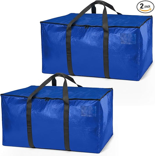 ClearSpace Heavy Duty Moving Bags or Storage Bag – Large Moving Boxes with Backpack Straps, Zippers & Handles – Perfect for Moving, College Dorm, Traveling, Camping, Christmas Decorations, 2 Pack