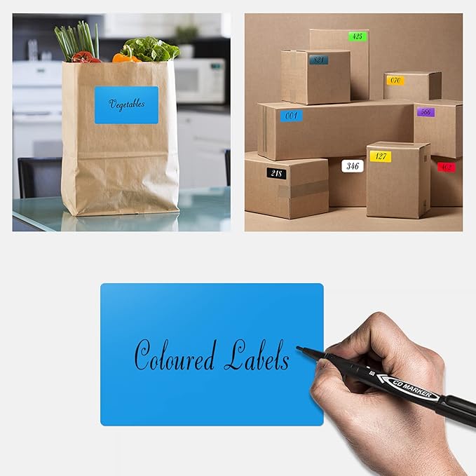 Rectangle Labels Sticker 3×5 Inch Vinyl Floor Stickers Color Coding Name Tags Roll Removable 200 PCS, Blue