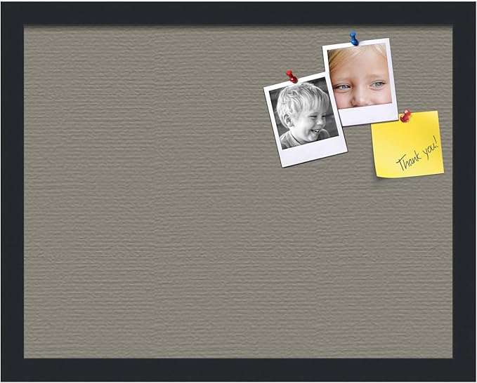 PinPix 18x14 Inch Cork Bulletin Board. This Decorative Framed Pin Board Comes with Pewter Design and a Satin Black Frame. Ideal for Home Office Decor or Message Board (PinPix-1812)