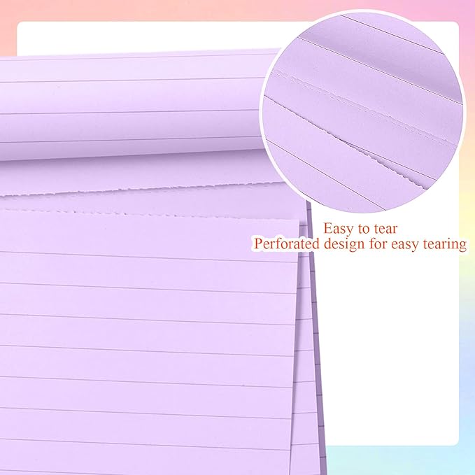 Gueevin 12 Pcs 5'' x 8'' Colored Lined Legal Pads Letter Size 40 Sheets Per Notepads Micro Perforated Notebook and Writing Pad for School, College, Office, Business(Pastel)