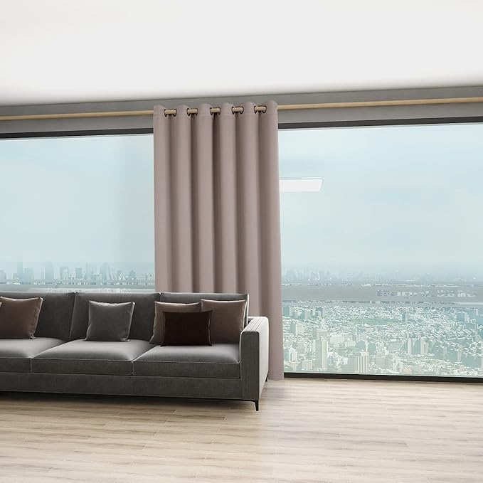 BONZER Room Divider Curtain Total Privacy Wall Noise Reducing Wide Blackout Curtains for Patio Sliding Glass Door, 84L x 70W Inch (7L x 5.8W ft), 1 Panel, Khaki