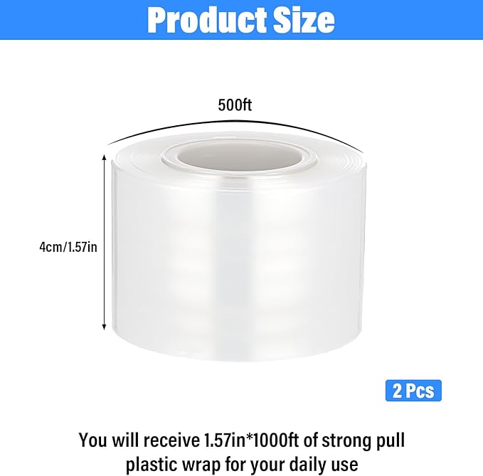 2 Rolls Mini Stretch Wrap for Bottles Jars Seals, Performance Heavy Duty Stretch Film 1.57In*1000ft Unheated Shrink Wrap Roll for Jars Bottles Cans Tin Lip Gloss
