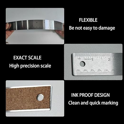 12-Inch Stainless Steel Metal Ruler with Non-Slip Cork Backing - 1 Pack