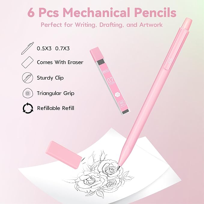 52 PCS Aesthetic School Supplies with Cute Pencil Case, Stationery Essentials with Pens Pencils and Pastel Highlighters Set,College Back to School Supplies for Teen Girls,Pastel Office Supplies-Green