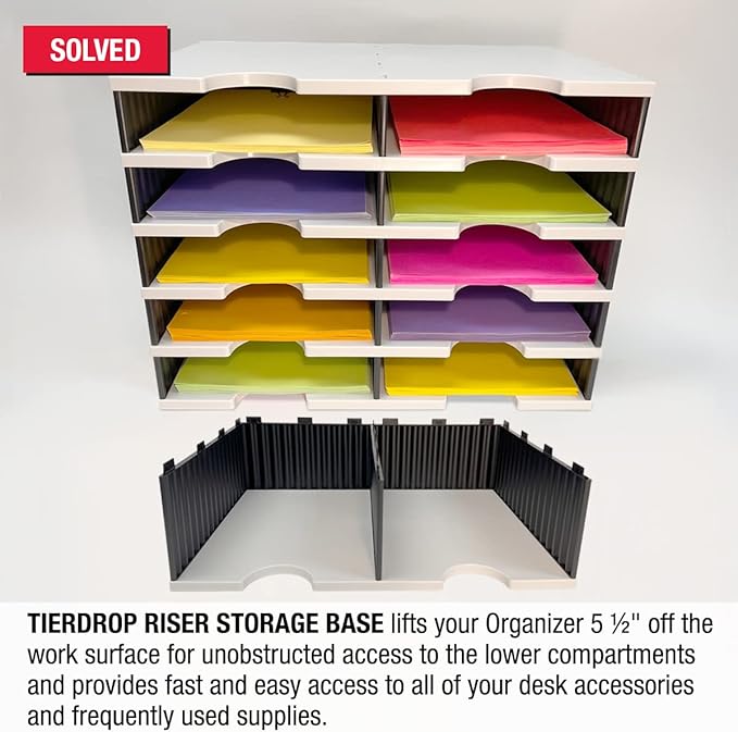 Ultimate Office TierDrop Riser Storage Base Lifts Your Sorter 5 Inches Off of The Work Surface for Easier Unobstructed Access to The Lower Compartments and Easy Access to Frequently Used Supplies…