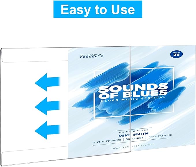 EHWINE 3 Pack 8.5 x 11 Wall Mount Acrylic Sign Holder, Horizontal Wall Signs Photo Menu Flyer Display Holders, Plastic Clear Acrylic Frames for Office Home Hotel Business Store (with Adhesive Tape)