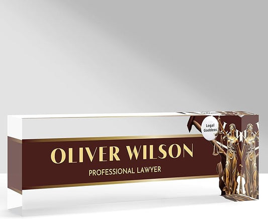 Custom Name Plate for Desk, Personalized Acrylic Office Name Sign with Name & Title, Elegant Desk Decor for Women Men, Employee Appreciation Gift (Lawyer-1)