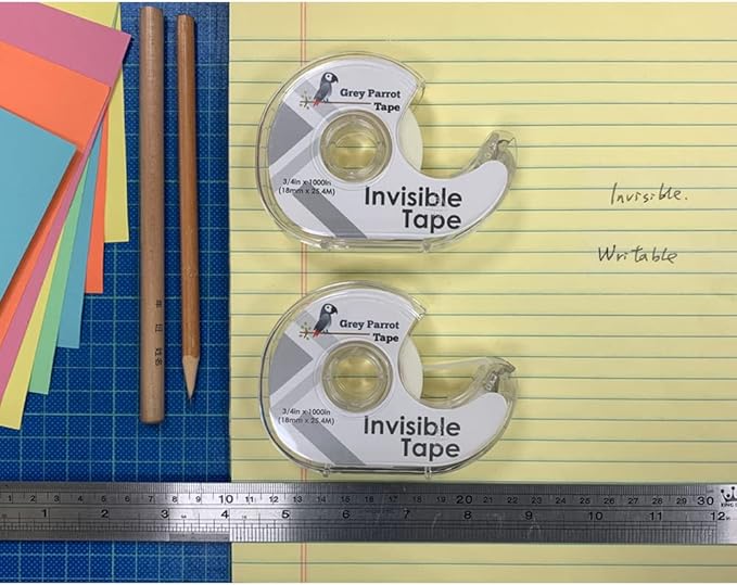 Greyparrot Office Tape Clear Refill Rolls + Dispenser(8 Pack),(3/4” X 1000in/pack). for Craft Jobs, Gift Wrapping, Office Work Glossy Finish, Refillable (8000 inch/Total(Matte)