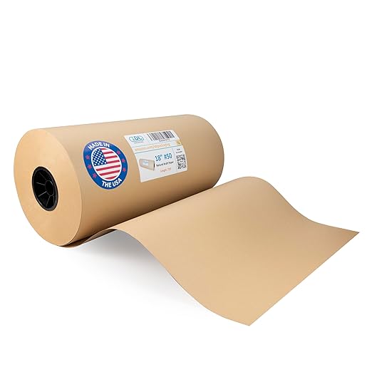 IDL Packaging 18" x 8640" (720 feet) - Brown Kraft Paper Roll for Heavy Duty - 50lb Thickness - USA-Made Paper for Packing, Moving, Shipping, Crafts - 100% Recyclable Natural Kraft Wrapping Paper