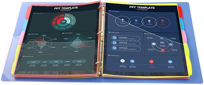 WOT I Plastic 5-tab Dividers with 2 Clear Pockets - 3 Sets, 15 Tabs Binder Dividers for 3 Ring Binder, 5 Fresh Colors