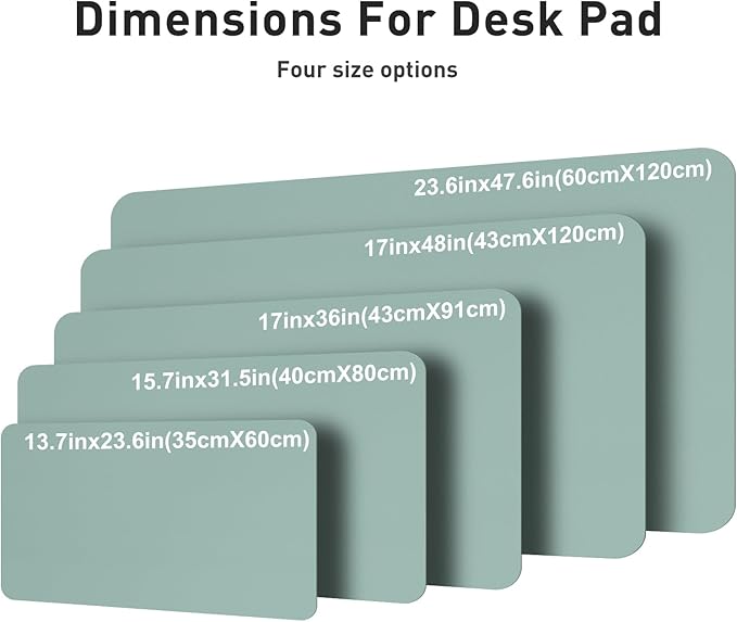 Aothia Faux Leather Desk Mat – Large Mouse Pad, Non-Slip PU Leather Blotter, Waterproof Writing Surface for Office and Home (Light Blue, 47.2" x 23.6")