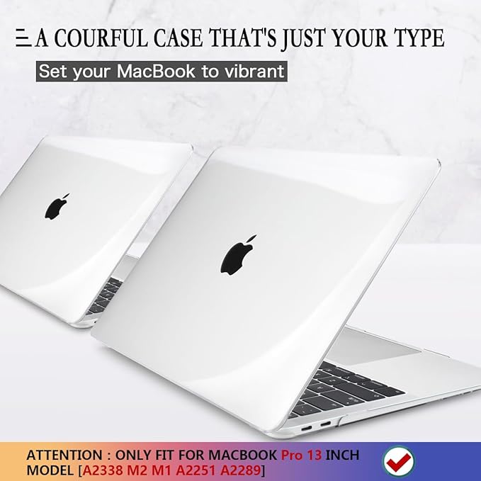 CISSOOK Compatible with MacBook Pro 13 Inch Case Clear M2 M1 A2338 A2251 A2289 2025-2020 Release, Crystal Clear Hard Shell Case with Keyboard Cover for MacBook Pro 13 with Touch Bar -Transparent