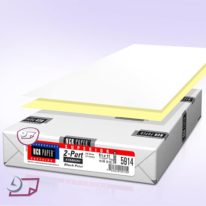 NextDayLabels - Superior Carbon-less NCR, Pre Collated Paper, 500 Sheets Per Pack (8-1/2" x 11" 2 Part Straight, #5914)