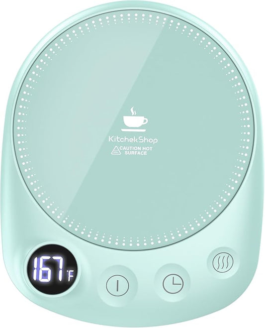 Coffee Mug Warmer - Fastest Heating & Highest Temperature, Coffee Cup Warmer for Desk Auto Shut Off, 4 Temp Settings & 1-12H Timer, Smart Electric Beverage Warmer for Coffee, Tea (Green)