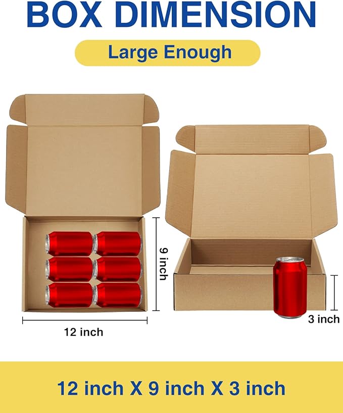 Shipping-Boxes-12x9x3 Inches: 22 Pack-Cardboard-Boxes-for-Packaging, Brown-Shipping-Boxes-for-Packing-Small-Business, Corrugated Box Mailers for Book Shoes Gift Mailing