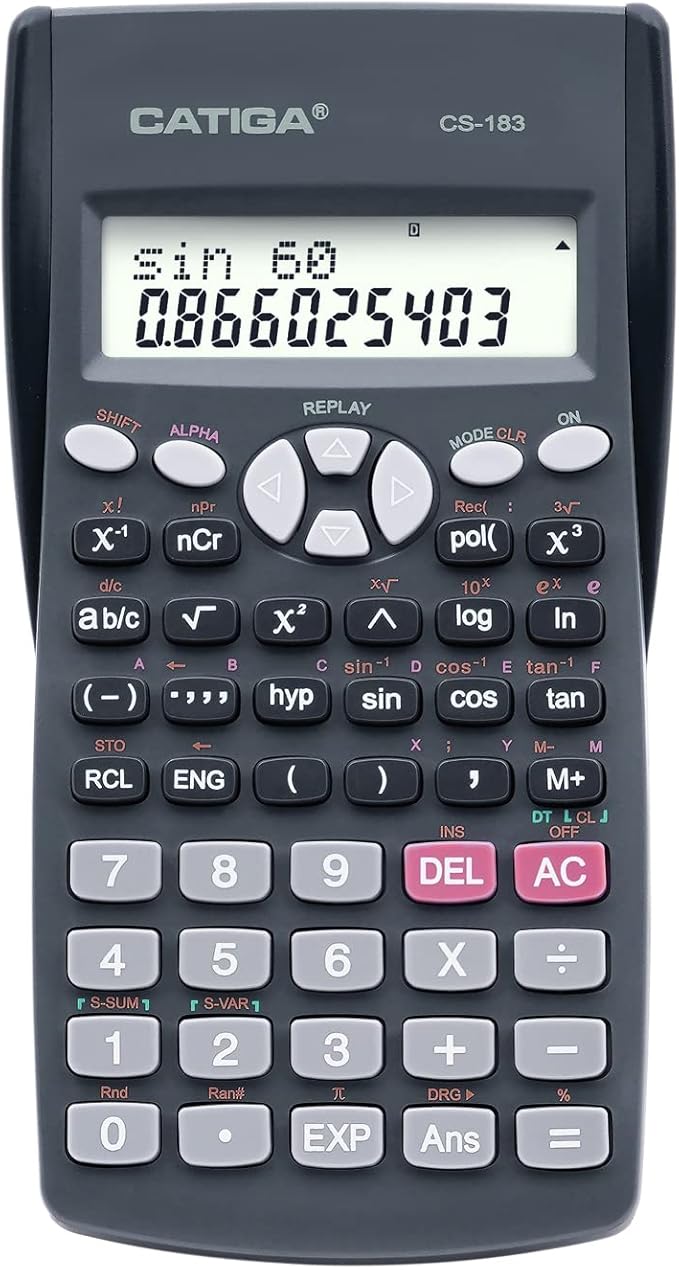 Scientific Calculator 2 Line - for Math (Algebra and Trigonometry), Science, Statistics, Engineering, Physics, Business Class, Over 200 Functions, with Memory and Replay Function