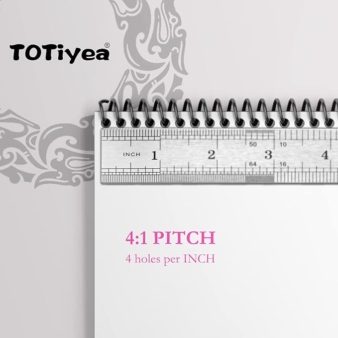 TOTiyea 50 Pack Plastic Binding Coils, 215 Sheet Capacity, 25mm (1") Binding Spirals, 4:1 Pitch, Black