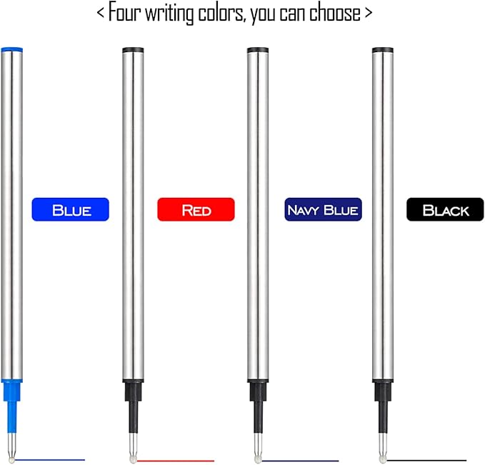 DunBong Rollerball Pen Refills, Roller Ball Fine Point 0.5mm, Red Ink Refill Pack of 5 - Replaceable Ballpoint Pen Refills Medium Point (Blue)
