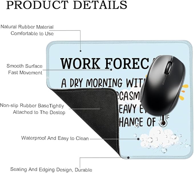 Work Forecast Rectangular Mouse Pad, Funny Mouse Pad for Coworker Teacher Colleague, Coworker Sarcastic Gifts, Funny Office Gifts for Coworkers, Funny Employee Gifts for Men Women C