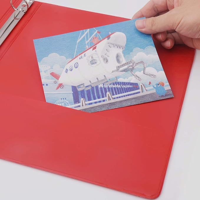 COMIX 3 Ring Binder 1 inch with Clear View Cover, 1" View Binder Holds 200 Sheets of US Letter Size Paper, 6 Pack (Red)