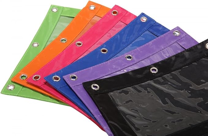 18-Packs 3 Ring Pencil Pouch with Clear Window School Classroom Binder Pocket Case Office Stationery Bag Green