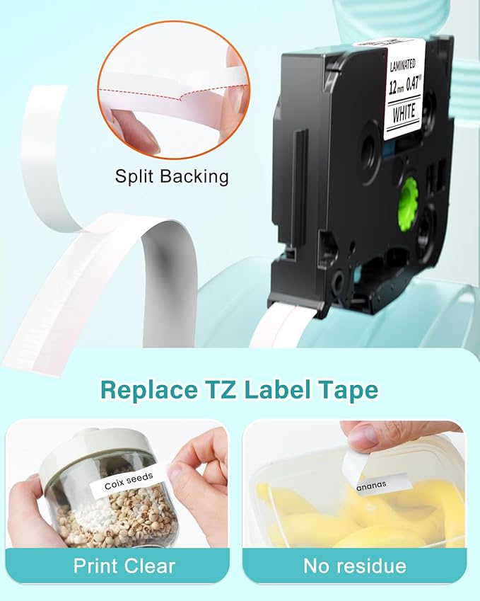 Colorty TZe-231 12mm 0.47 Label Tape Replacement for Brother P Touch Label Maker Tape TZe Laminated TZe-131 TZe-231 TZe-431 TZe-531 TZe-631 TZe-731 for PT-D210 PT-D200 PT-H100 H110 D400 P300BT, 6 Pack