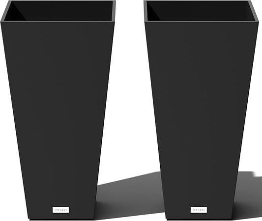 Veradek V-Resin Indoor/Outdoor Taper Planter, 2-Pack (26 inch, Black)