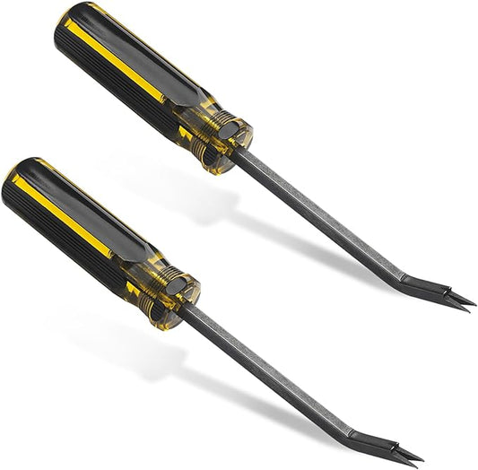 2 Pack Heavy Duty Staple Remover with Double Pronged Head, Tack Puller Industrial Staple Remover Upholstery Tool for Furniture Floor Carpet Carton