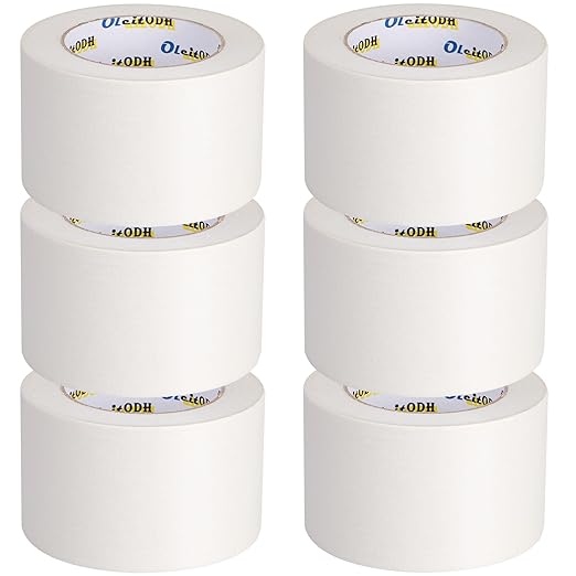 6 Rolls White Painters Tape Bulk 3 inch x 60 Yards, Total 360Yards, Painters Masking Tape No Residue Wall Painting Tape Artist Tape Trim Edge Finishing Tape for Wall Painting Decoration DIY Supplies