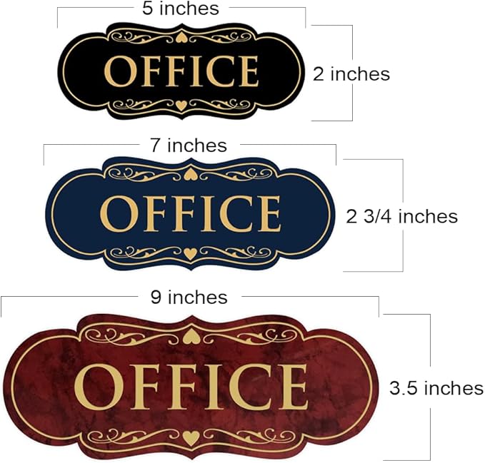 All Quality Designer Office Sign | Easy Installation - Brushed Gold - Small (5 Pack)