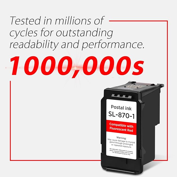 High Capacity SL-870-1 XXL Red Ink Cartridge Compatible with SL870-1 SL8701 XXL Fluorescent Red Ink Replacement for Pitney Bowes SendPro Mailstation Postage Meter (CSD1) 1-Pack (1×16ML)