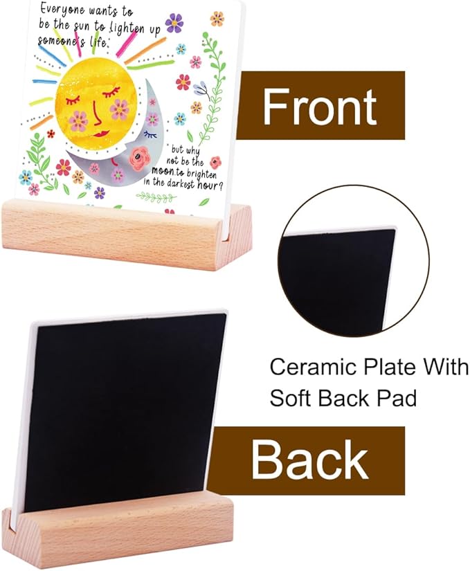 Inspirational Gifts for Teen Girls Women Birthday Christmas-Encouragement Gift Cheer Up Gifts for Friends-Motivational Sign Ceramic Plaque Desk Decor-Sun and Moon Sign