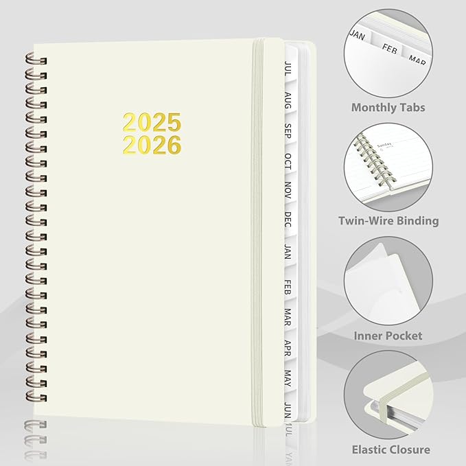 Planner 2025-2026, Weekly and Monthly Calendar Academic Planner (July 2025 - June 2026), Hardcover Teacher School Student Agenda with Tabs, Ideal for School Office Supplies, A5 (6.3" x 8.5")