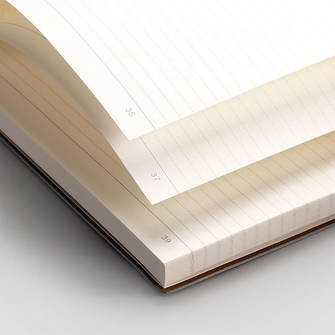 EMSHOI Notebook College Ruled - B5 Large Thick Notebook Leather Journal with Free Sticky Notes, 204 Numbered Pages,100gsm Thick Lined Paper, Softcover, 7.5"x10"-GrayBlue