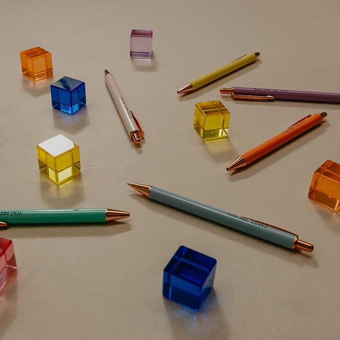 MESMOS 6pk German-Made Ink Fancy Pen Set for Women, Teacher Appreciation Gift Ideas for Women, Best Teacher Gifts Supplies, Refillable Nice Cute Pens, Boss Lady, Office Coworkers, Metal Ballpoint Pens