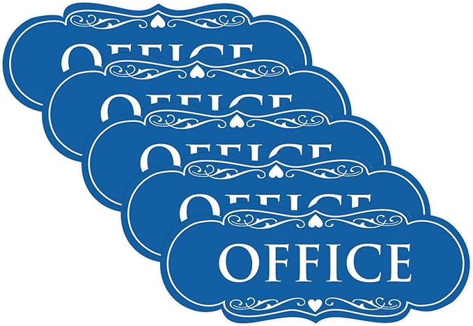 All Quality Designer Office Sign | Easy Installation - Blue - Medium (5 Pack)