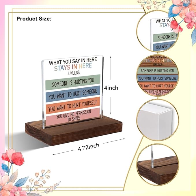 Mental Health Gifts for Coworker, Encouragement Gifts for Coworker, Positive Affirmation Gifts for Coworker, Modern Acrylic Desk Plaque with Inspirational Quotes, 10 x 10 x 1.5 cm,XXD50