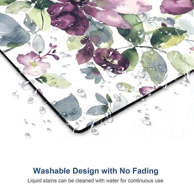 Hokafenle Floral Mouse Pad - Purple Watercolor Flower, Square Waterproof Non-Slip Rubber Base for Office Computer Laptop - Ideal for Girls and Women