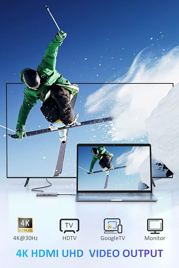 UtechSmart USB C Hub, USB C Ethernet Multiport Adapter, 6 In 1 USB C to HDMI Dock Compatible for Macbook Pro/Air, Chromebook, Dell XPS, HP and Type C Devices (Gigabit Ethernet 100W PD 4K HDMI USB 3.0)