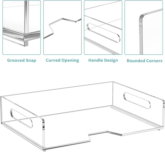 HIIMIEI Acrylic Paper Tray 2 Pack Clear Letter Tray Desk Stackable Organizer for School, Home, Office - Horizontal