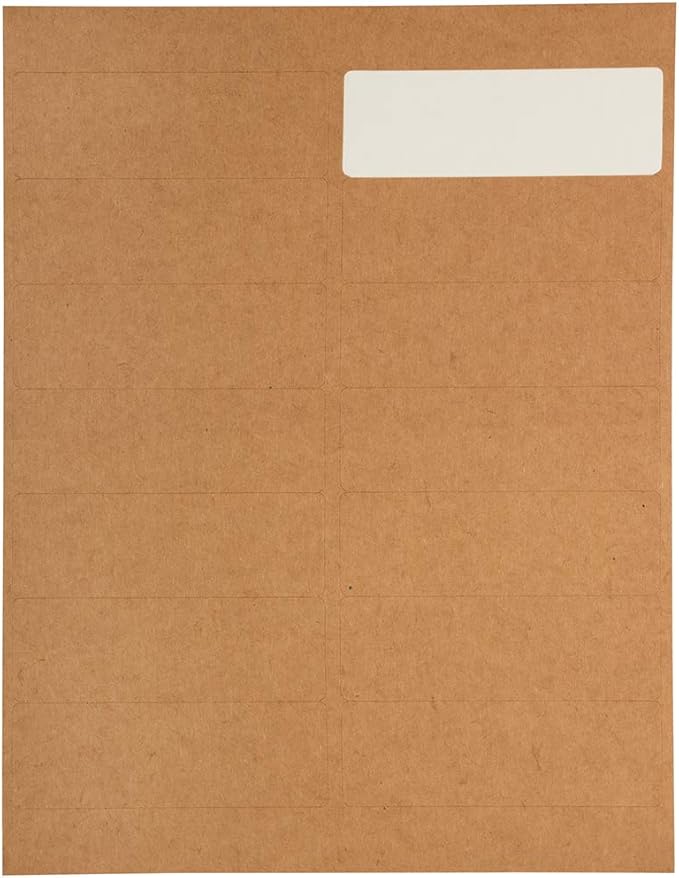 JAM PAPER Shipping Address Labels - Rectangular - 1 1/3 x 4 - Brown Kraft - 126/pack